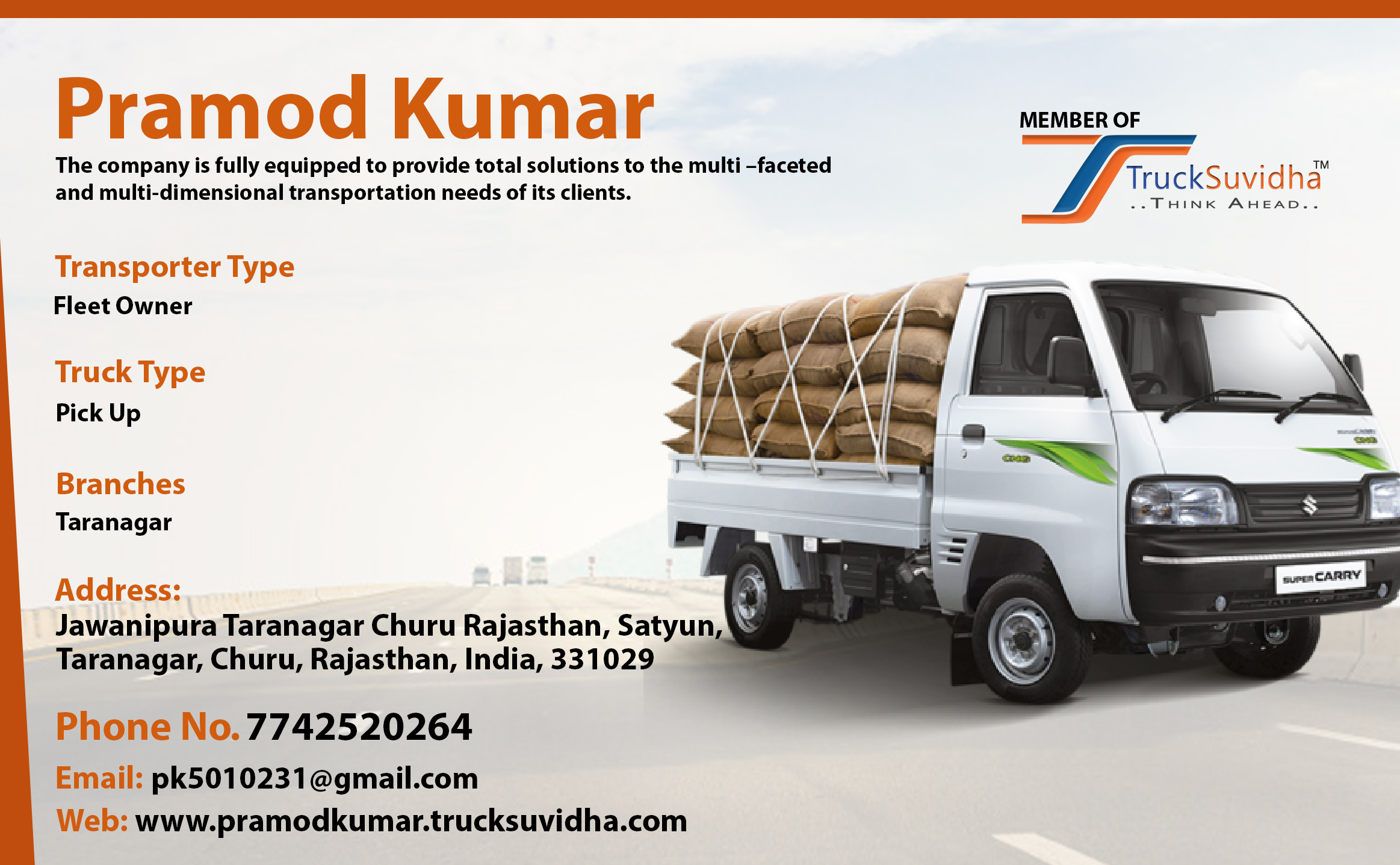 TruckSuvidha Promotion Slider